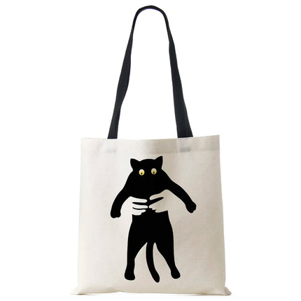 Black Cat Linen Eco Shoulder Bag