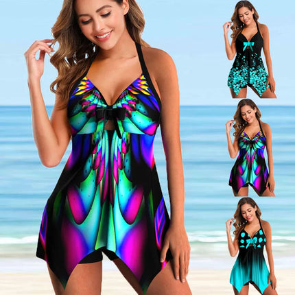 Women PLUS Bohemian Butterfly Tankini Swimwear Set