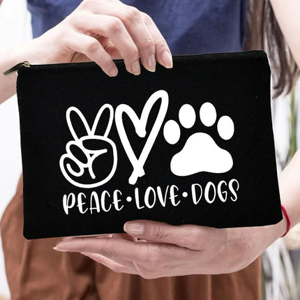 Women Peace Love Dogs Cosmetic Storage Bags