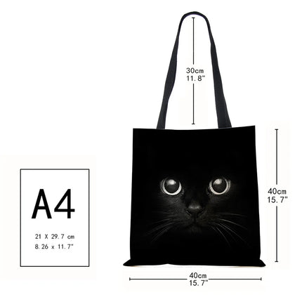 Black Cat Linen Eco Shoulder Bag