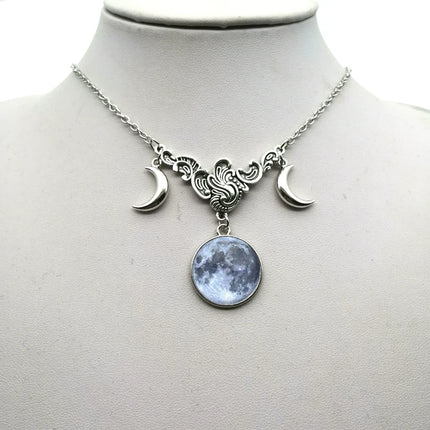 Women Crystal Glass Moon Necklace