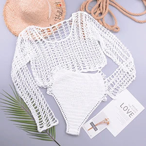 Women Crochet Boho Hollow Bikini Cover