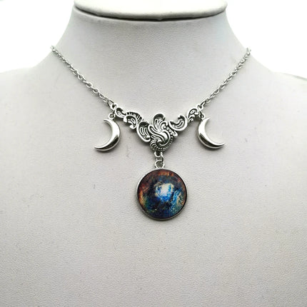 Women Crystal Glass Moon Necklace