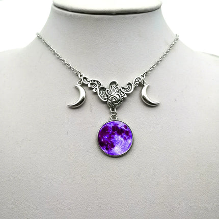 Women Crystal Glass Moon Necklace