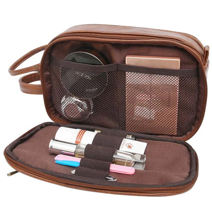 Men Travel Shaving Storage Organizer Leather Cosmetic Bags