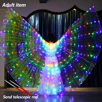 Women Rainbow LED Belly Dancing Wings