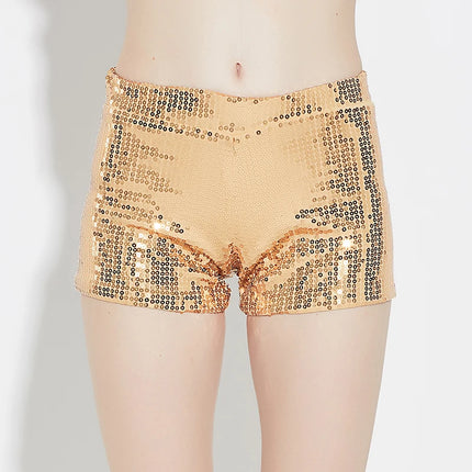 Women Sequin Mid-Waist Stage Shorts