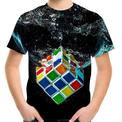 Boys 4-13Year Rubiks Cube 3D Summer Tees