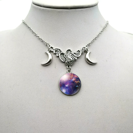 Women Crystal Glass Moon Necklace