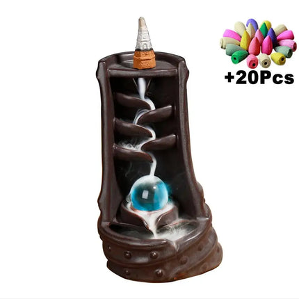 Waterfall Incense Burner Ceramic Set