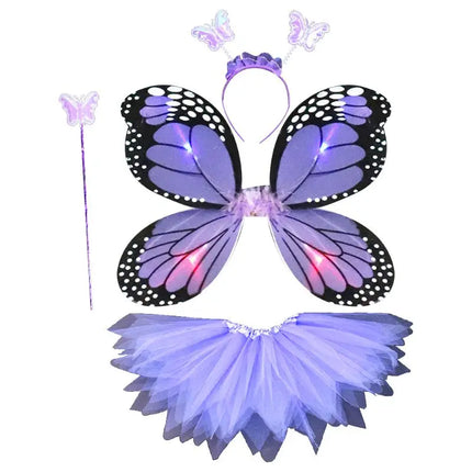 Girl 4pc LED Fairy Butterfly Costume Set