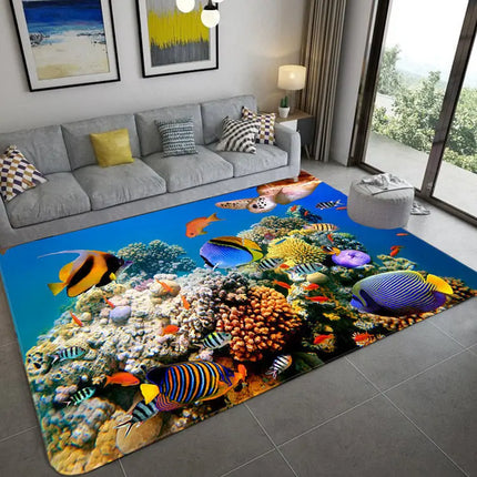 Modern 3D Fish Ocean Anti-Slip Area Rugs