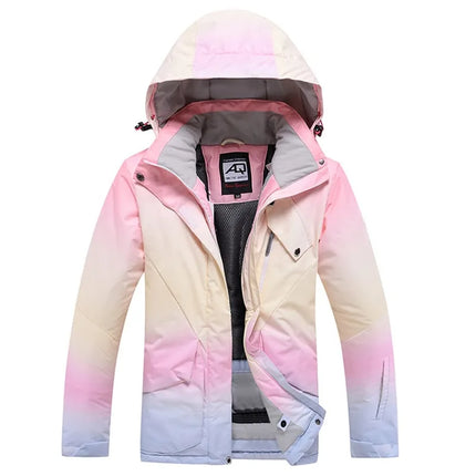 Women 2024 Fashion Pink Color Matching Windproof Ski Suits