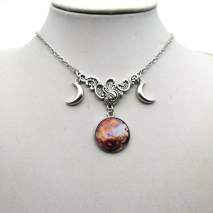 Women Crystal Glass Moon Necklace