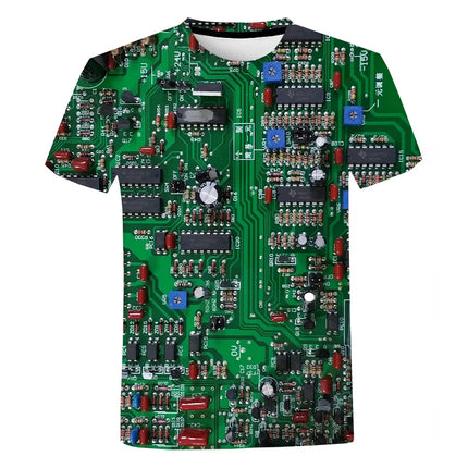 Men Circuit Board Chip 3D Graphic Tees