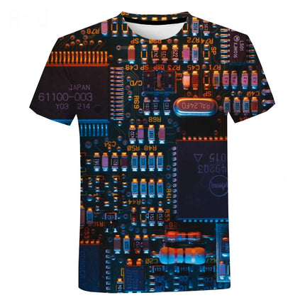 Men Circuit Board Chip 3D Graphic Tees