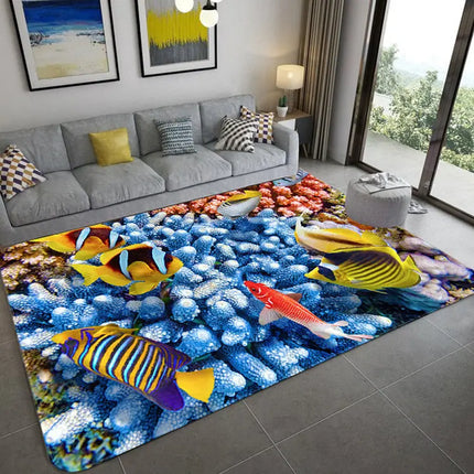 Modern 3D Fish Ocean Anti-Slip Area Rugs