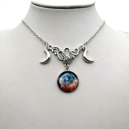 Women Crystal Glass Moon Necklace