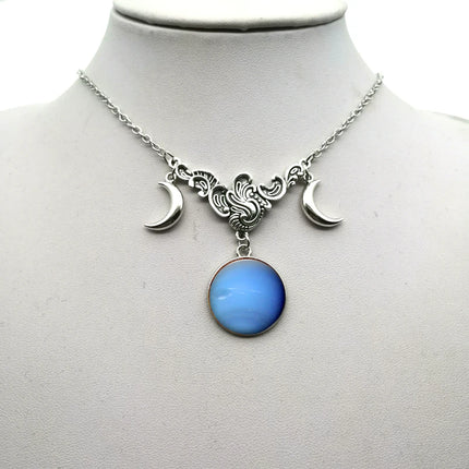 Women Crystal Glass Moon Necklace