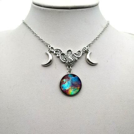 Women Crystal Glass Moon Necklace