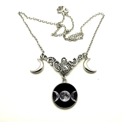 Women Crystal Glass Moon Necklace