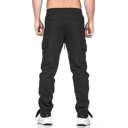 Men Cotton Casual Pocket Fitness Pants