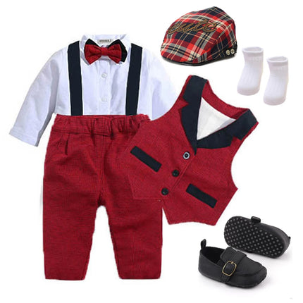 Baby Boy Newborn Formal Birthday Party Romper Shoes Outfit