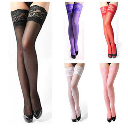 Women Lace Stay Up High Thigh Pantyhose