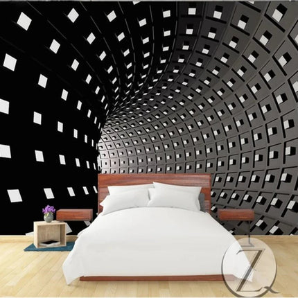 Custom 3D Space Ramp Black White Mural Wallpaper