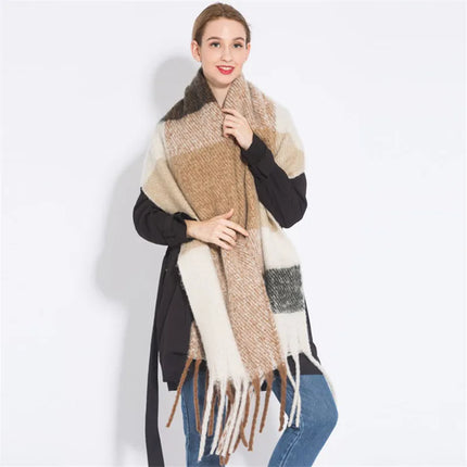 Women Fashion Warm Plaid Scarf Shawl