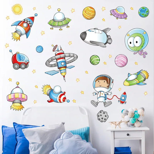 Space Astronaut Cartoon 3D Wall Sticker.