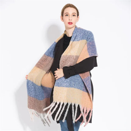 Women Fashion Warm Plaid Scarf Shawl