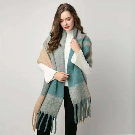 Women Fashion Warm Plaid Scarf Shawl