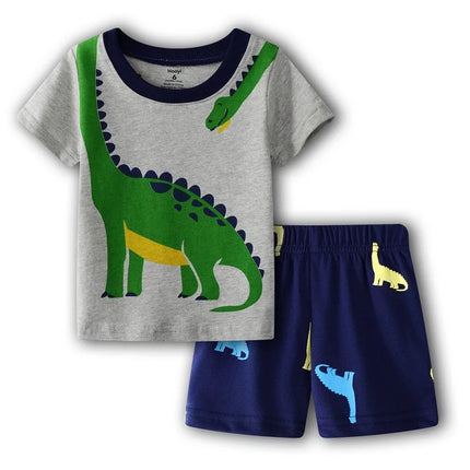 Baby Boy Plaid European Dinosaur Sleepwear Pajama Outfit