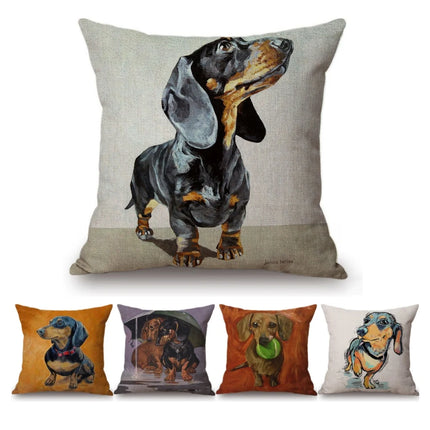 Home Dachshund Dog Pillow Linen Cover