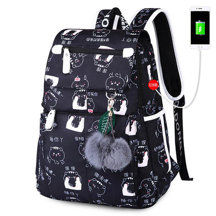 Women Kids Space USB Charging Port School Backpack