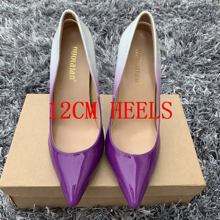 Women Fashion Gradient Stiletto Leather High Heels