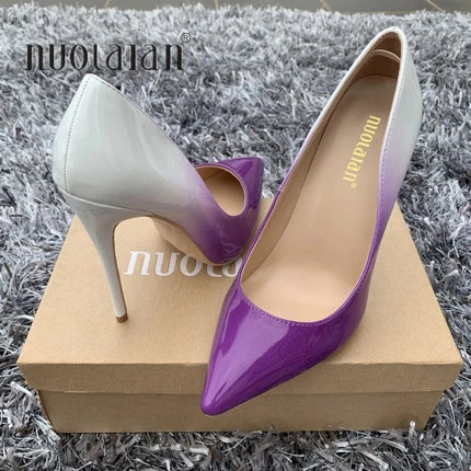 Women Fashion Gradient Stiletto Leather High Heels