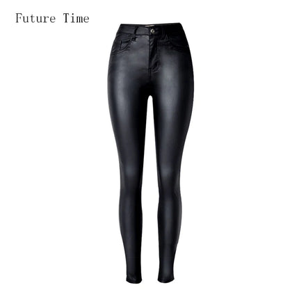 Women 2024 High Waist Leather Office Pants