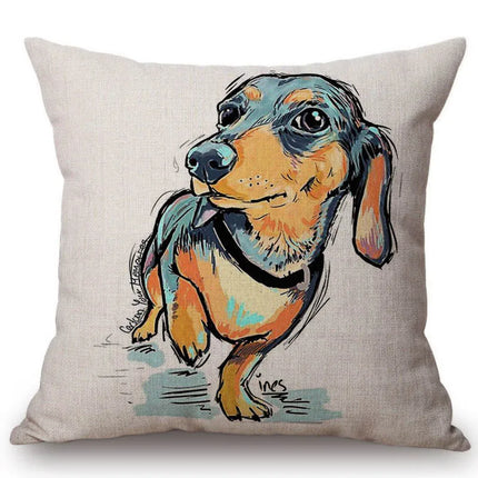 Home Dachshund Dog Pillow Linen Cover