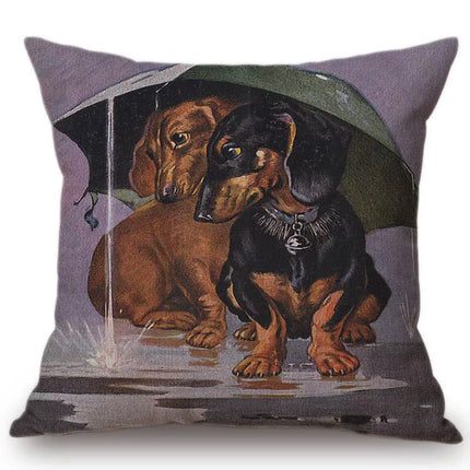 Home Dachshund Dog Pillow Linen Cover