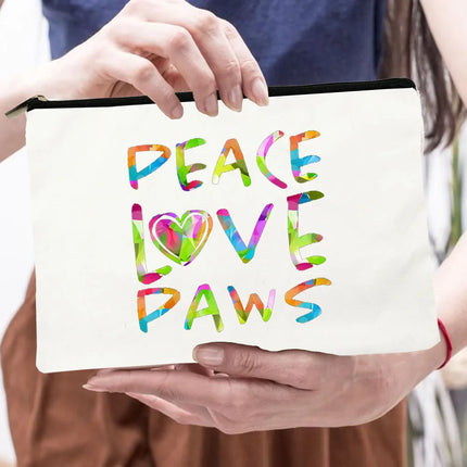 Women Peace Love Dogs Cosmetic Storage Bags