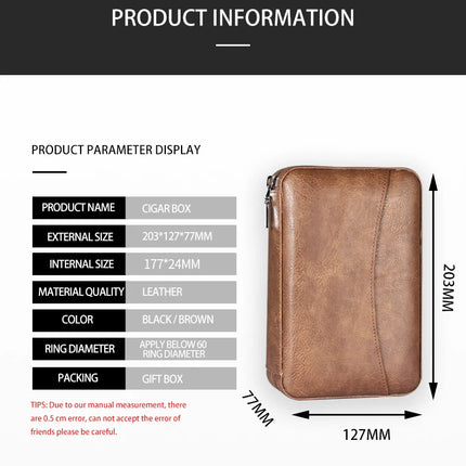 Portable Humidor Cigar Leather Travel Case