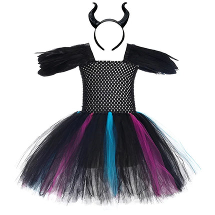 Girl Black Witch Halloween Tutu Dress