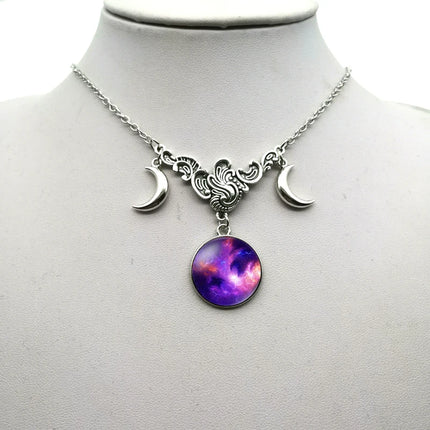 Women Crystal Glass Moon Necklace