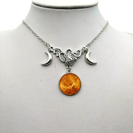 Women Crystal Glass Moon Necklace