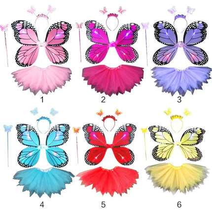 Girl 4pc LED Fairy Butterfly Costume Set