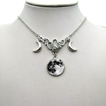 Women Crystal Glass Moon Necklace