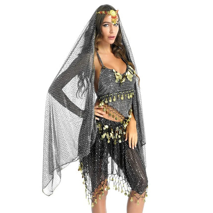 Women Halter Sequin Belly-Dance-Costume Set