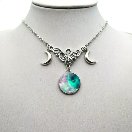 Women Crystal Glass Moon Necklace